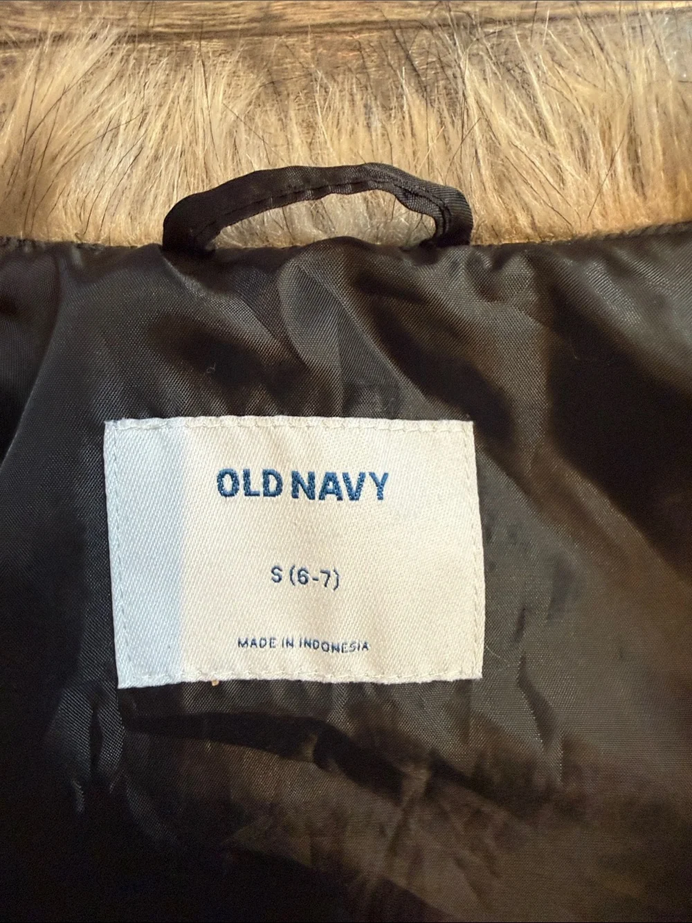 Old Navy Girls Brown Faux Fur Vest with Black Lining